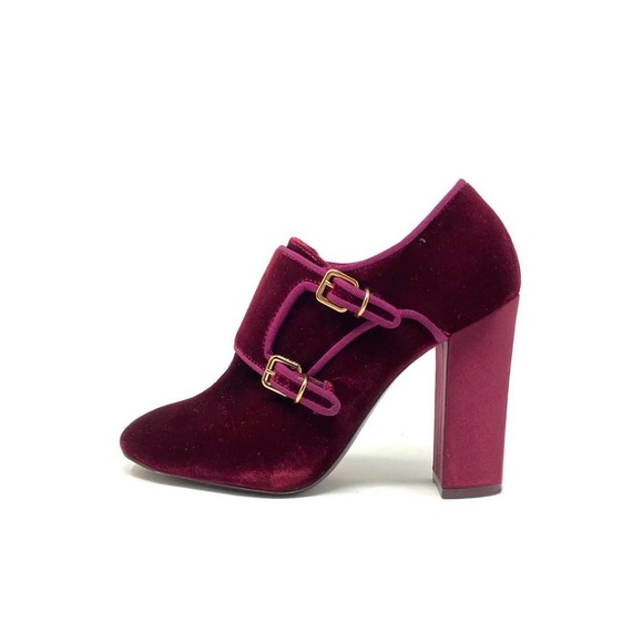 Tory Burch Carley Velvet Ankle Boots In Burgundy. Size 10.5 - Picture 5 of 16